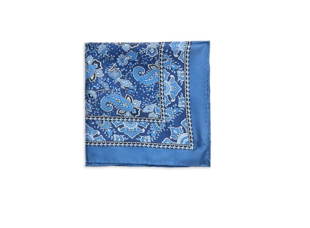 $75 NWT Robert Graham Blue Paisley Silk Pocket Scarf Hankerchef